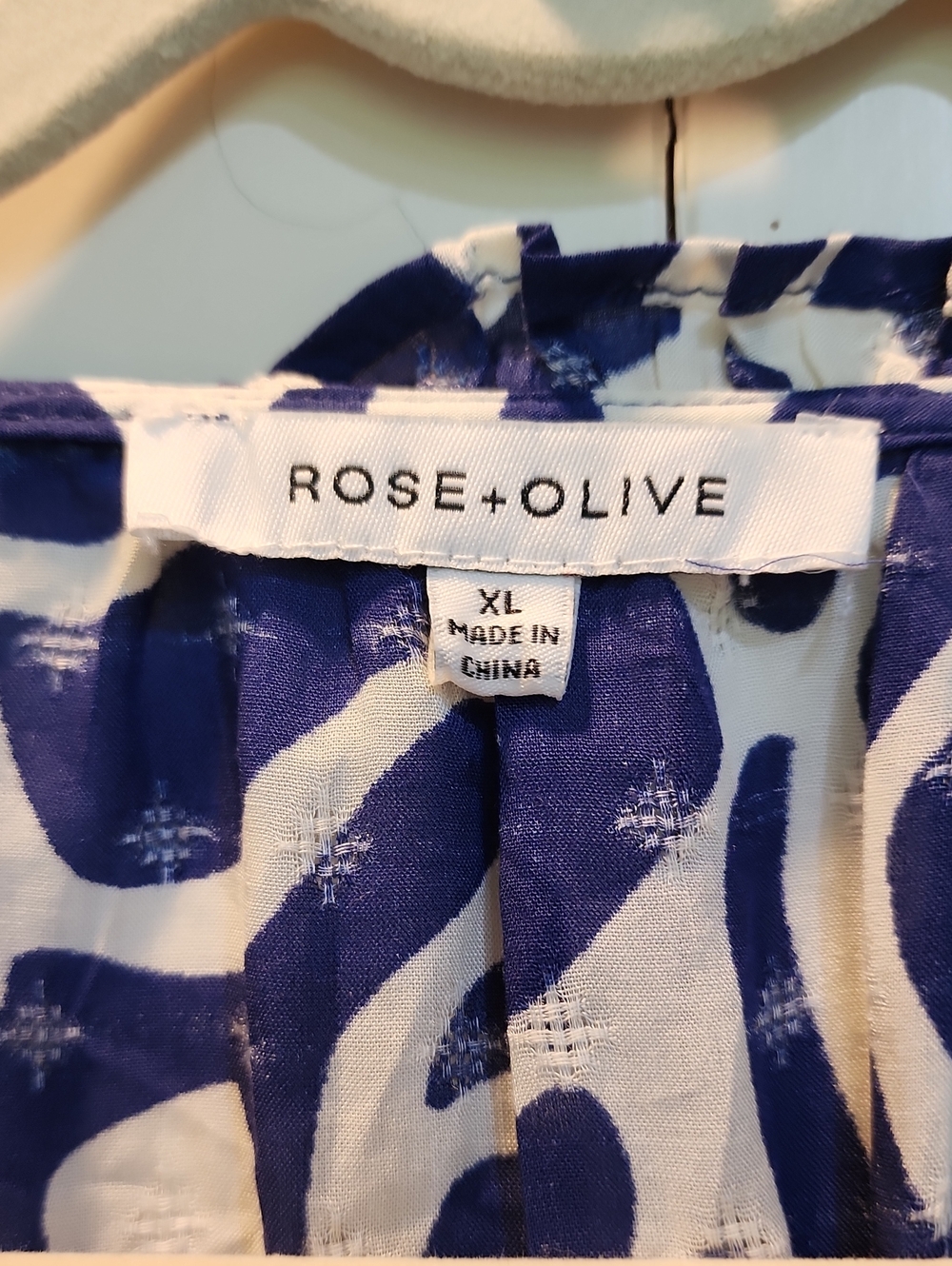Rose & Olive Navy and White Tropical Tassel Peasant Blouse - Picture 2 of 5